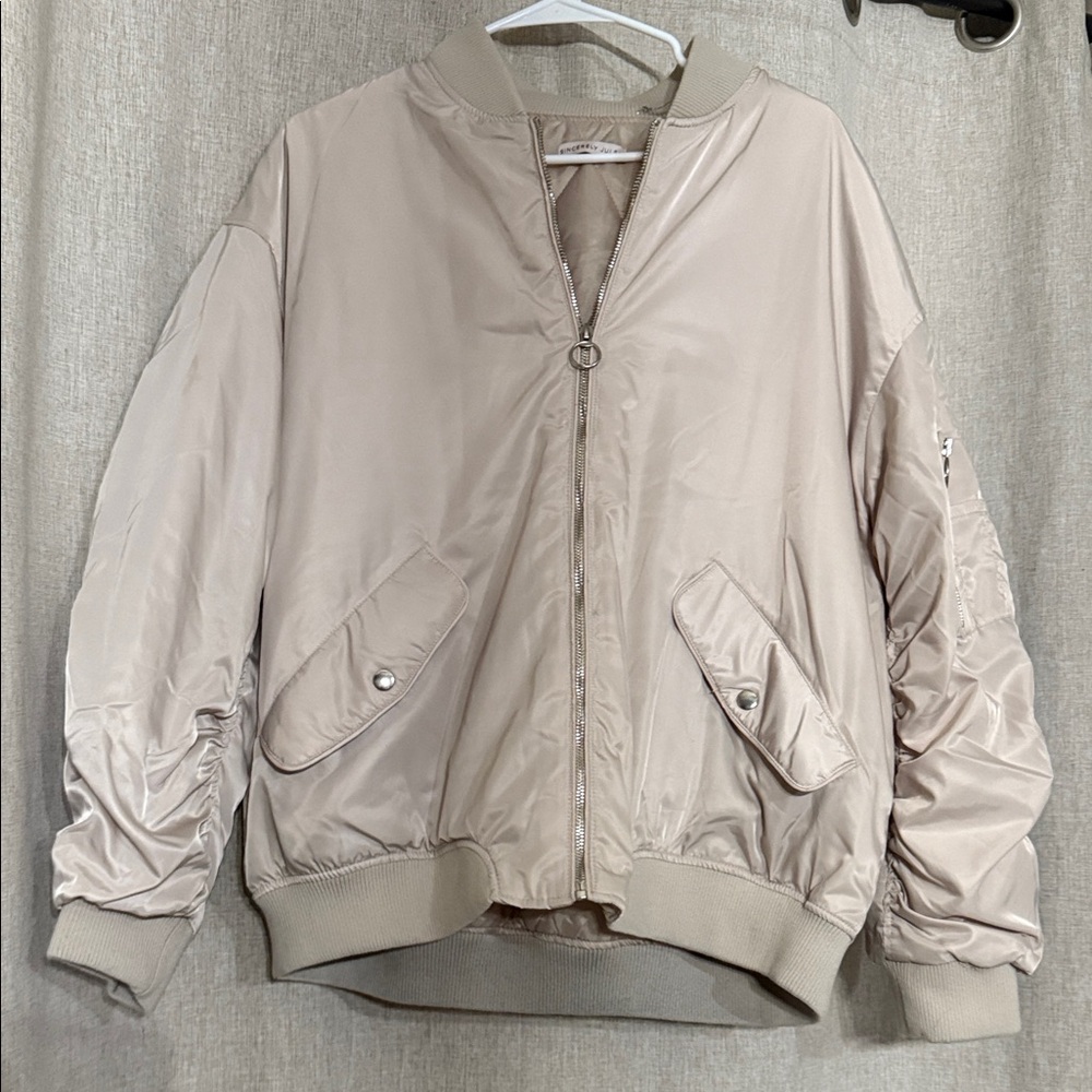 Women's Beige Bomber Jacket